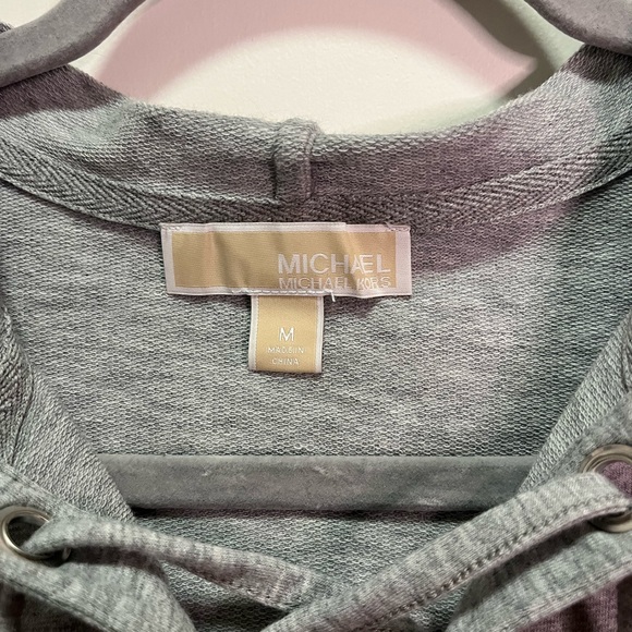 Michael Kors Gray Criss Cross Tie Hooded Pullover Size M - Picture 5 of 6
